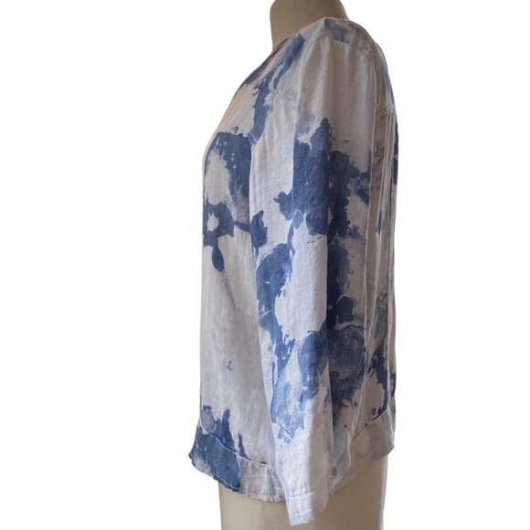 Lands Downunder button up jacket with 3/4 sleeves and notched cuffs, linen - Picture 3 of 8